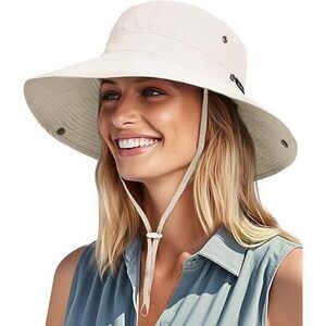 SUN HATS FOR WOMEN PONYTAIL UPF 50+ BEACH SUMMER HAT WIDE BRIM PACKABLE COWBOY